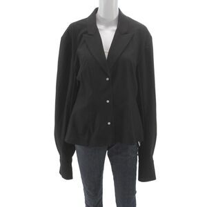 Elsa Womens Collared Black Blazer Long Sleeve Solid Size L